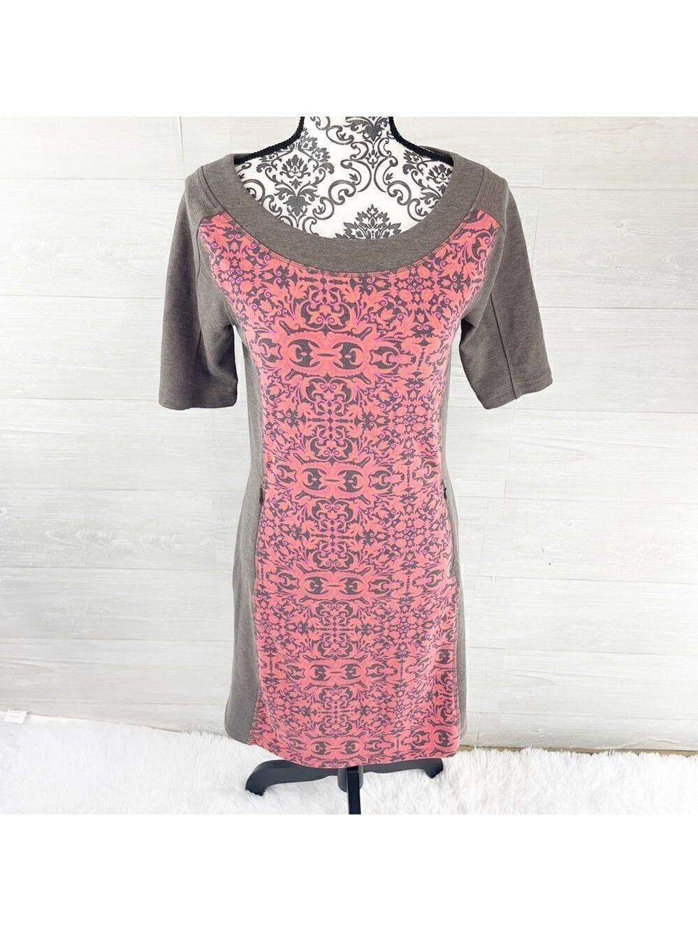 Title Nine Floral Aztec Print Boatneck Shift Dress